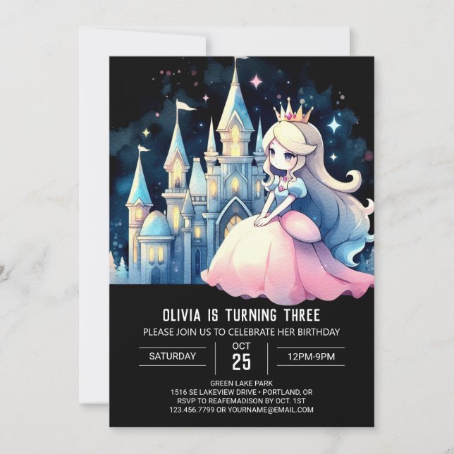 Invitation Imaginaire Petite princesse Anniversaire (Devant)