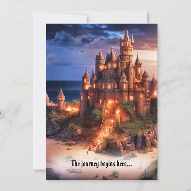 Invitation Imaginaire Sandcastle Beach Destination Mariage (Devant)