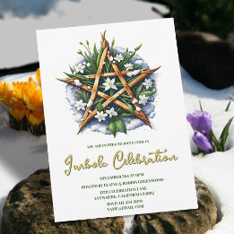 Invitation Imbolic Sunshine Snowdrop Pentacle Pagan Holiday