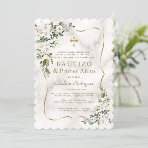 Invitation Imperial Lilies Gold Espagnol 1er anniversaire Bap