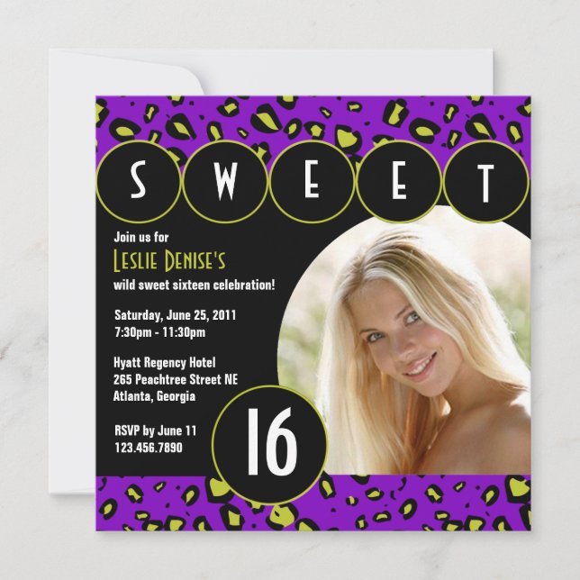 Invitation impertinent de photo de sweet sixteen (Devant)