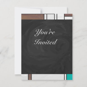 Invitation Impression Brown jaune Turquoise Mondrial