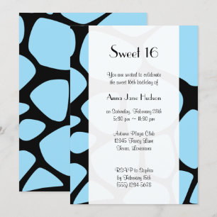 Invitation Impression de girafe, Girafe Bleue, Jungle, Douce 