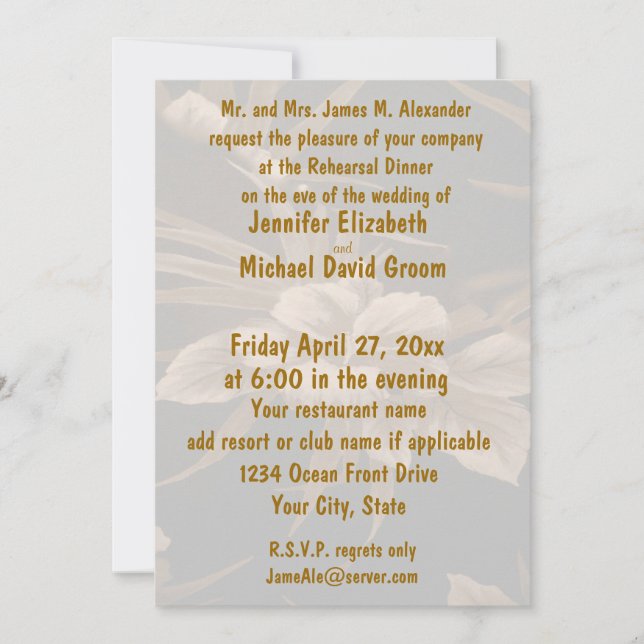 Invitation Impression florale tropicale de dîner de (Devant)