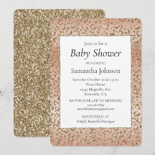 Invitation Impression léopard or pailleté pêche crémeux  