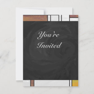 Invitation Impression Mondrian Brun Jaune Vert