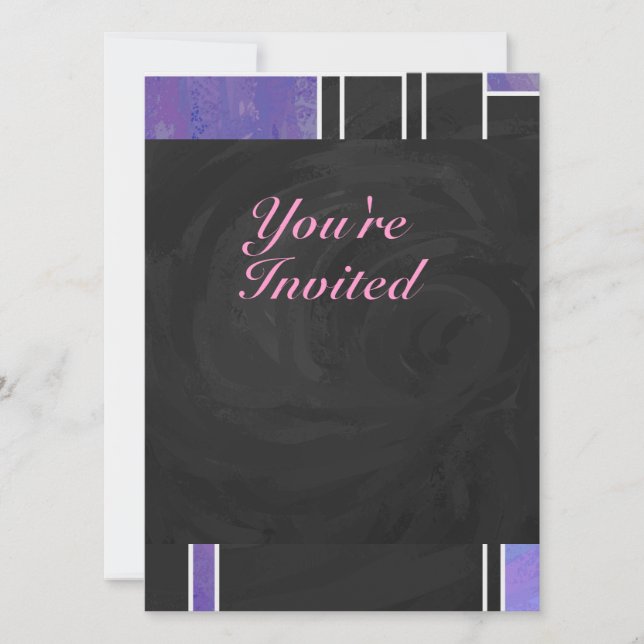 Invitation Impression noire violet mondriaque (Devant)