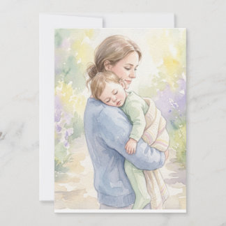 Invitation Impression personnalisée aquarelle de maman et béb