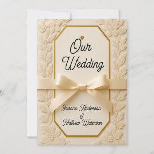 Invitation Impression sur toile de mariage Crème et Or – Cadr