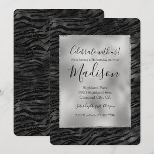 Invitation Impression Zebra Noir Argent