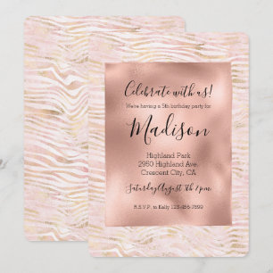 Invitation Impression Zebra Or Glam Rose