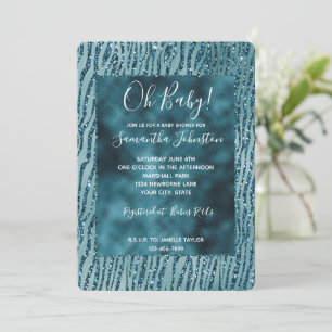 Invitation Impression zèbre pailletée turquoise aqua