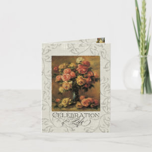 Invitation Impressionniste Coral Jaune Rose 2 Service commémo