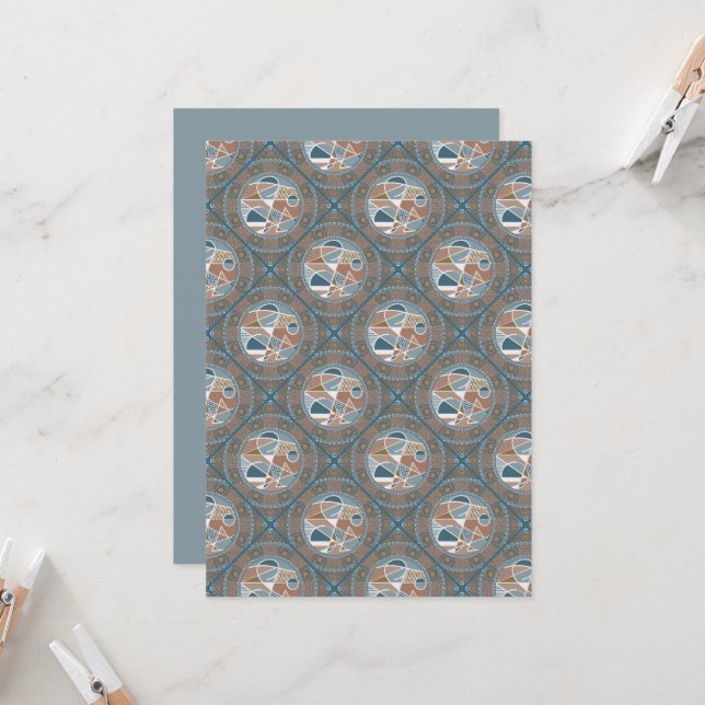 Invitation Imprimable Abstrait Accent Dot Mandala Diamond Til (Devant/Arrière en situation)