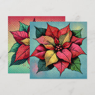 Invitation Imprimable album demi-ton Pop Art Poinsettia