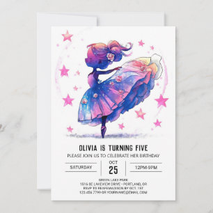 Invitation Imprimable aquarelle Ballerina Anniversaire