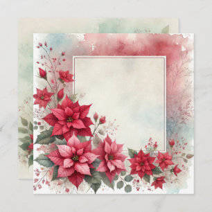 Invitation Imprimable bloc-cadres Poinsettia Watercolor