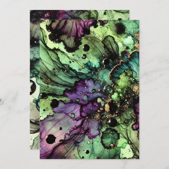 Invitation Imprimable Brow de sorcière Halloween Encre d'alco (Devant / Derrière)