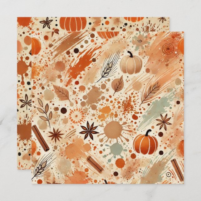 Invitation Imprimable Citrouille d'aquarelle automatique (Devant / Derrière)