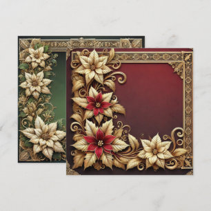Invitation Imprimable Elegant Gold Poinsettia Frame