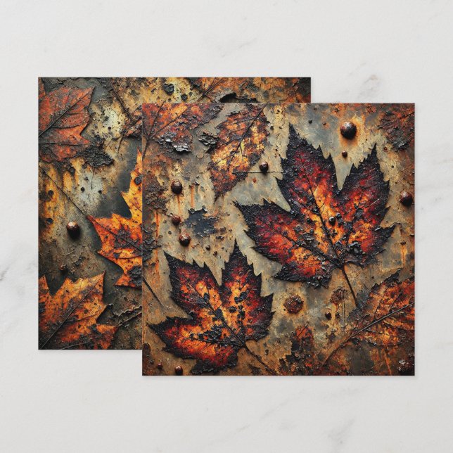 Invitation Imprimable Grungy Autumnal Rusty Metal Scrapbook (Devant / Derrière)