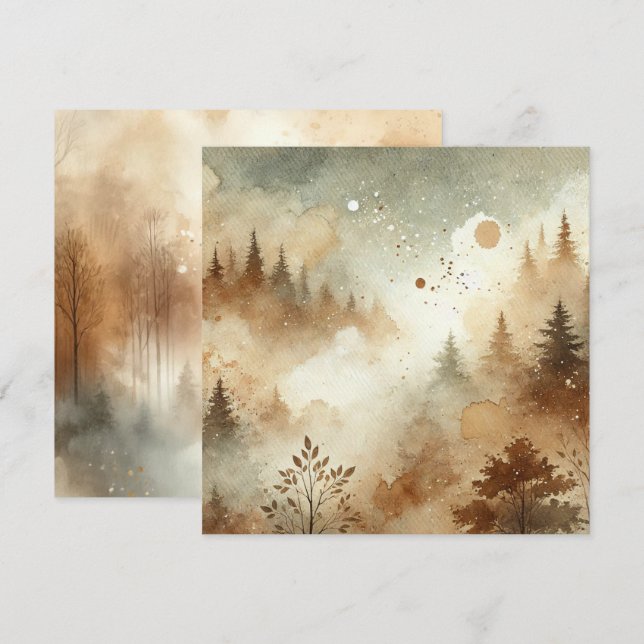 Invitation Imprimable livre à scandale de forêt d'aquarelles  (Devant / Derrière)