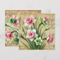 Imprimable Livre de jonquilles rose et verte Vinta