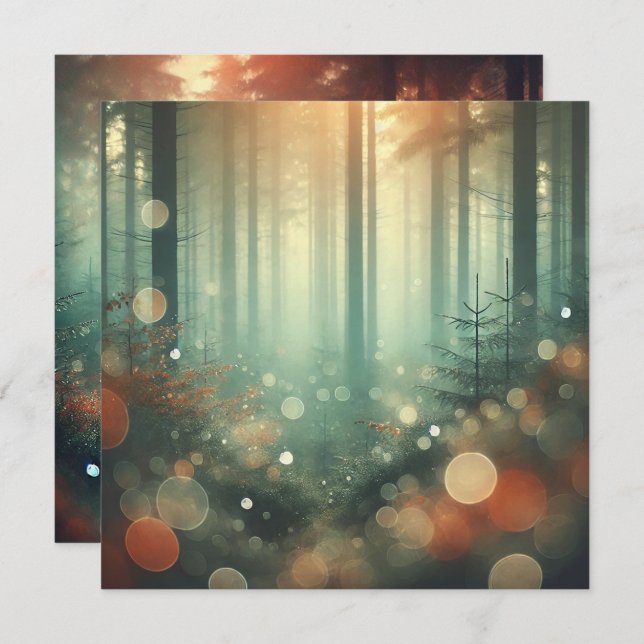 Invitation Imprimable Misty Autumnal Forest Bokeh Scrapbook (Devant / Derrière)