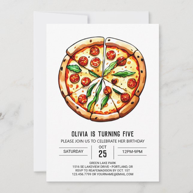 Invitation Imprimable Pizza Anniversaire (Devant)