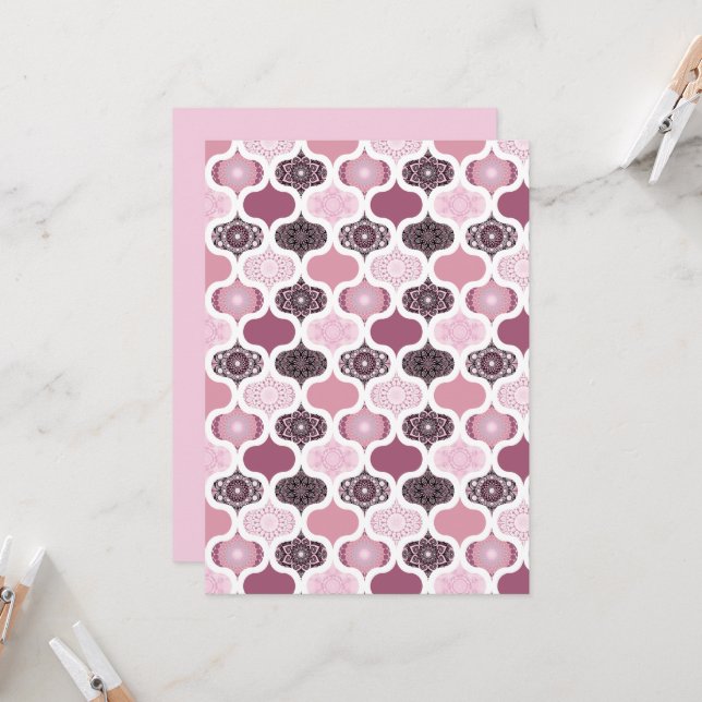 Invitation Imprimable Rose Dusky Dot Mandalas Papier à gratte (Devant/Arrière en situation)