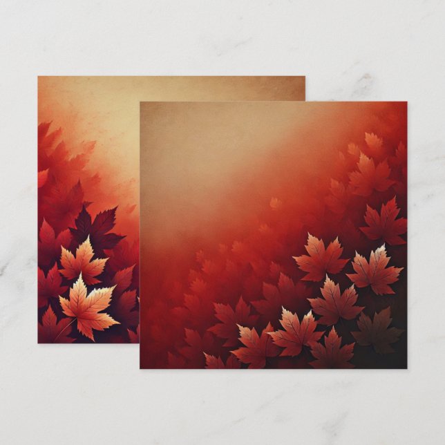 Invitation Imprimable Rousty Red Maple Autumnal Ombre (Devant / Derrière)