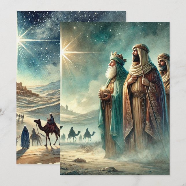 Invitation Imprimable Scrapbook de la Nativité Trois Sages Ho (Devant / Derrière)