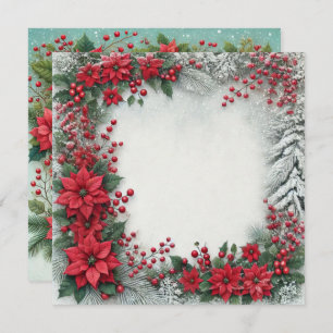Invitation Imprimable Snowy Poinsettia Frame