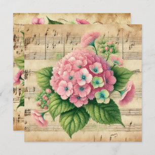 Invitation Imprimable Vintage rose et vert Hydrangea