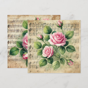 Invitation Imprimable Vintage rose et vert Roses