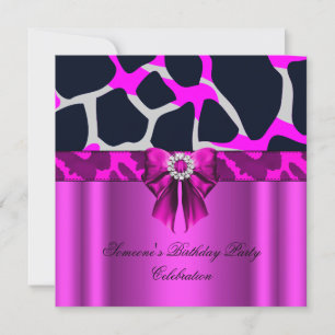 Invitation Imprimé animal diamants arc rose vif léopard