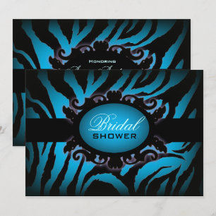 Invitation imprimé bleu turquoise Zèbre imprimé Fête des mari