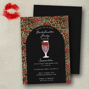 Invitation Imprimé de cocktail cerise guépard léopard Enterre