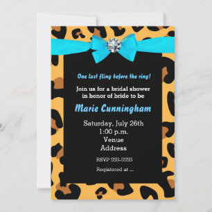 Invitation Imprimé léopard chic moderne aqua bleu bow party