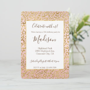 Invitation Imprimé léopard pailleté or rose