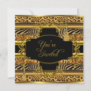 Invitation Imprimés Animaux Fête Toutes Occasions Élégant Or