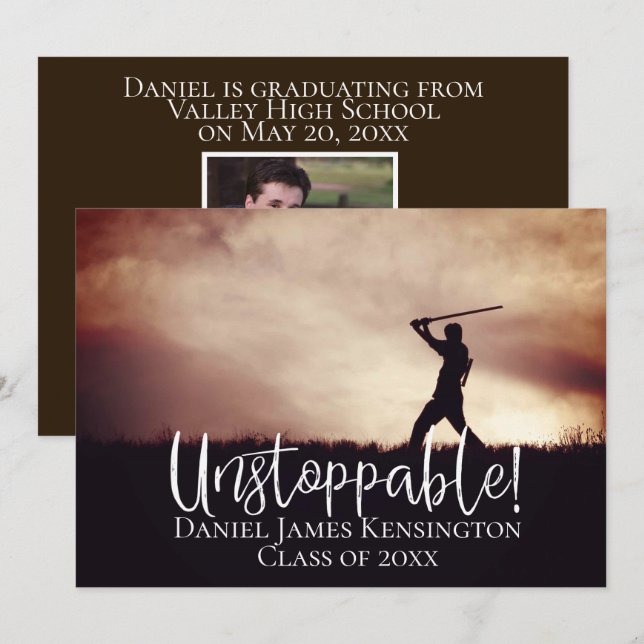 Invitation Imstoppable Moderne Photo Grad Classic Graduation (Devant / Derrière)
