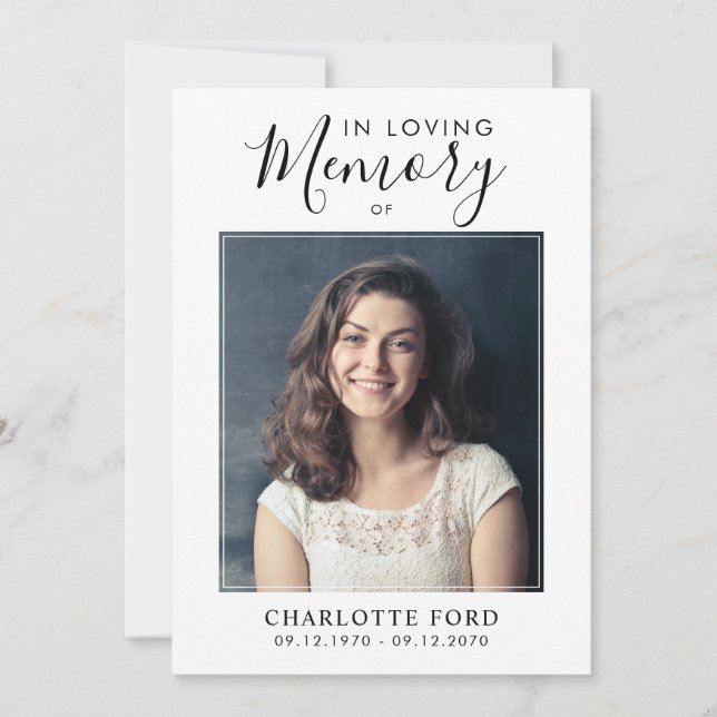 Invitation In Love Memory Photo Funeral Service Memorial (Devant)