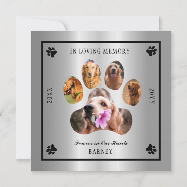 Invitation In Love Memory Photo Pet Memorial - Silver Tone (Devant)