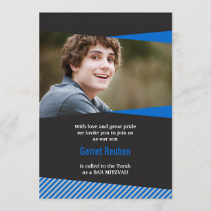 Invitation inclinée de photo de Mitzvah de barre