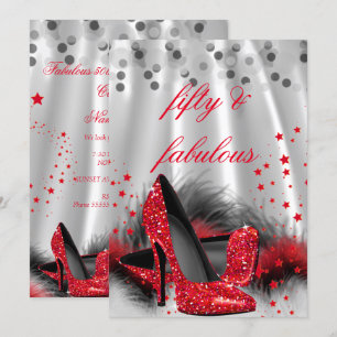Invitation Incroyables 50 Rouge Talons Hauts Noir Argent Anni
