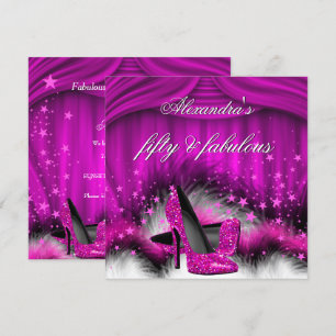 Invitation Incroyables talons hauts rose prune 50 ans avec pl