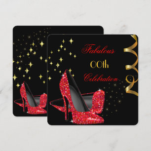 Invitation Incroyables talons hauts rouges à paillettes Anniv