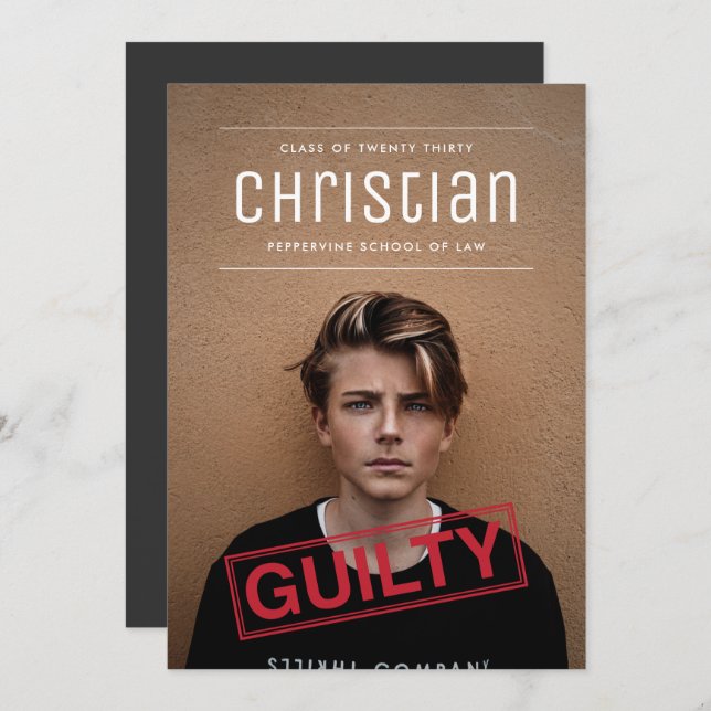 Invitation Inculpation pour l'obtention d'un diplôme de droit (Devant / Derrière)