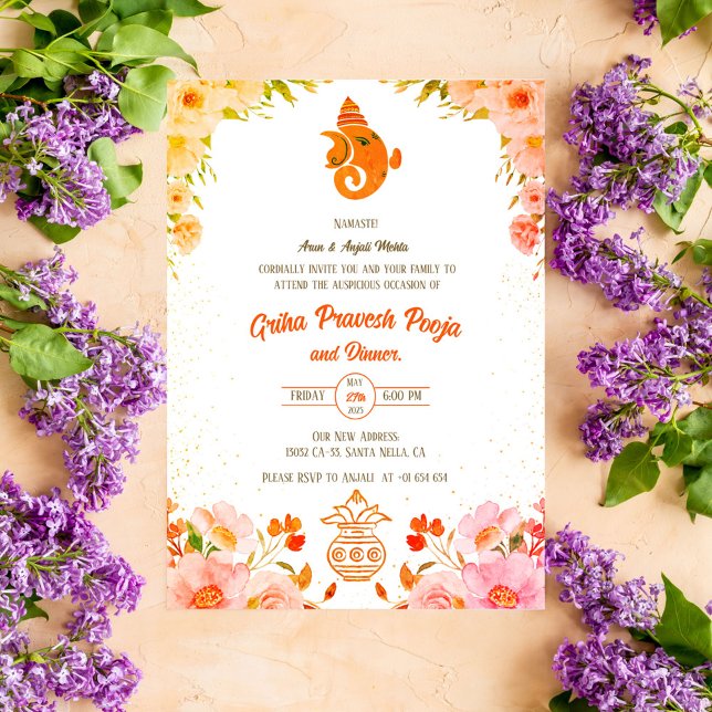 Invitation Inde Hindu Houseréchauffe Griha Pravesh (Créateur téléchargé)